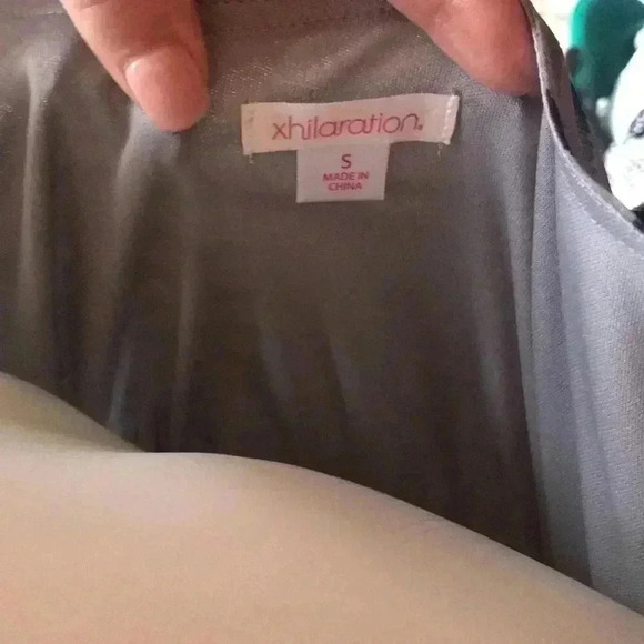 Gray and Navy stripe dress with ribbon straps - Picture 5 of 5